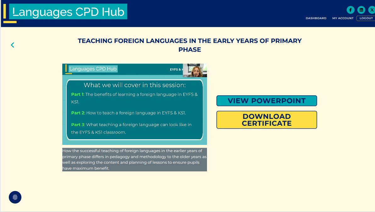 Languages CPD Hub project screenshot
